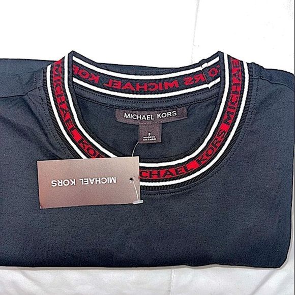 Michael Kors MK T-shirt black red white trim Mens Size Small Medium Large NWT - Picture 14 of 14
